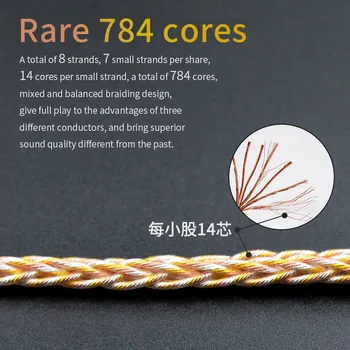 KZ 8 Core 784-Core Gold Silver and Copper Mixed Update Cable 90-7