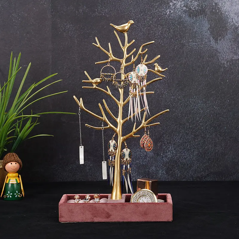 Gold Tree Shape Jewelry Stand Multi-functional Ins Style Modern Design ...