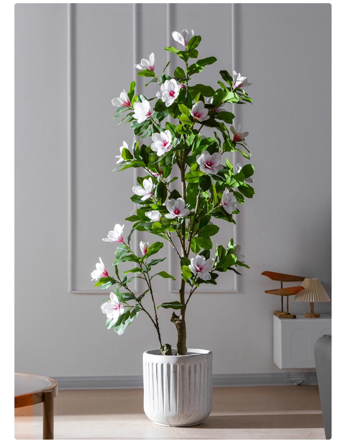 Realistic PE Artificial Magnolia Camellia Bonsai Tree Plastic Flower Indoor/Outdoor Wedding Birthday Party Landscaping details
