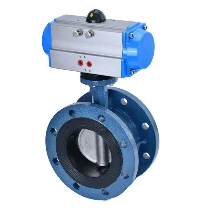 carbon steel double flange pneumatic butterfly valve - buy
