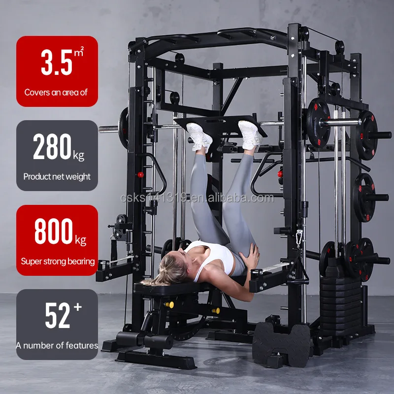 Wholesale Multi-Function Metal Smith Machine Squat Rack Commercial Home Gym Fitness Equipment Indoor Use Bodybuilding Plate Rack supplier