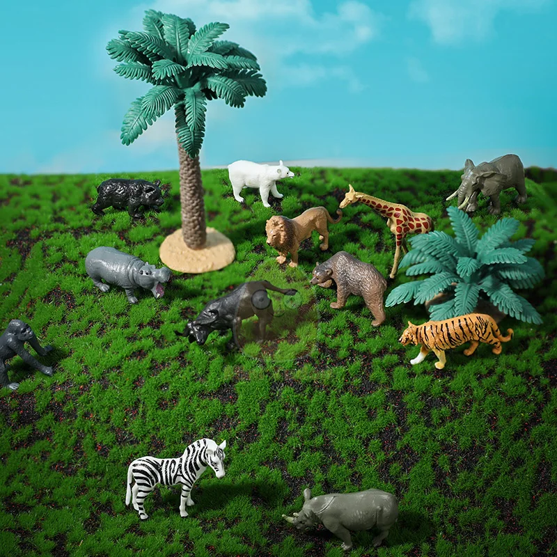 Small Plastic Learning Educational Play Set Animals Mini Wildlife Figures Toys Realistic Safari Animal Figurines