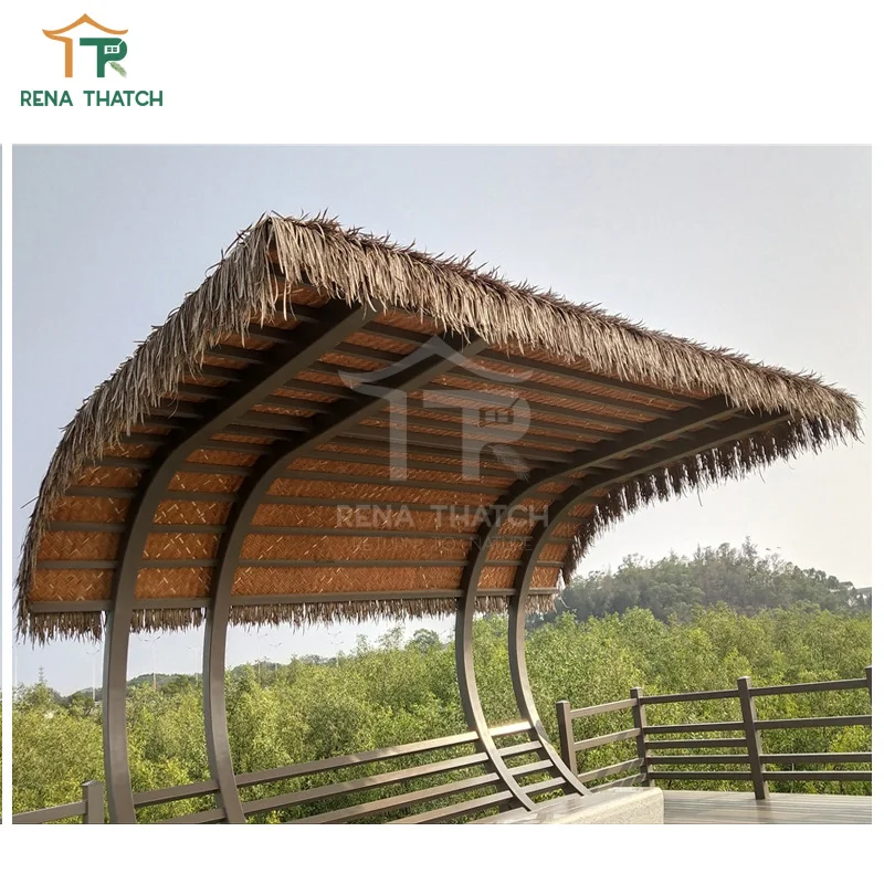 Custom-made thatched roof plastic straw tile Chinese pavilion fake