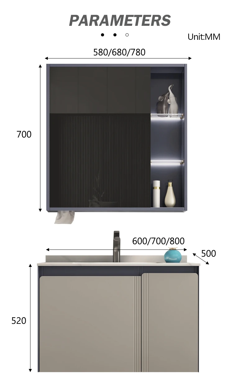 Floating Seamless Marble Wash Basin Set Bathroom Vanity With Waterproof Mirror