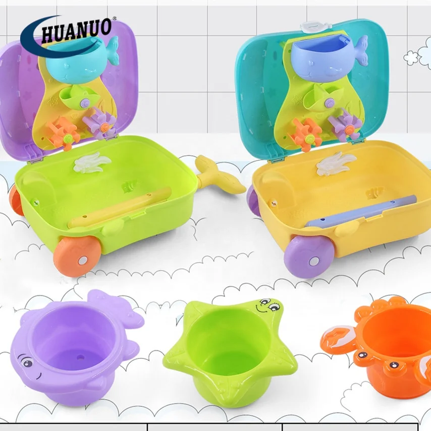 Kids Game Summer Bathing Fun Playing Water Bathroom Whale Toys Set Game 10 Pcs Bath Toys