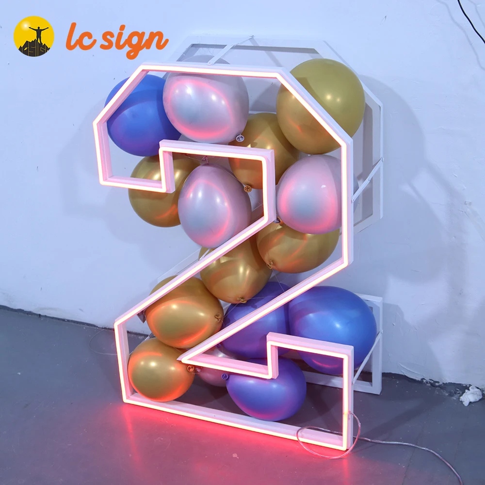 Light up Neon Number,marquee Neon Sign Number,3ft 4ft RGB Neon Marquee Light up Frame Numbers for Birthday Wedding Party Decor
