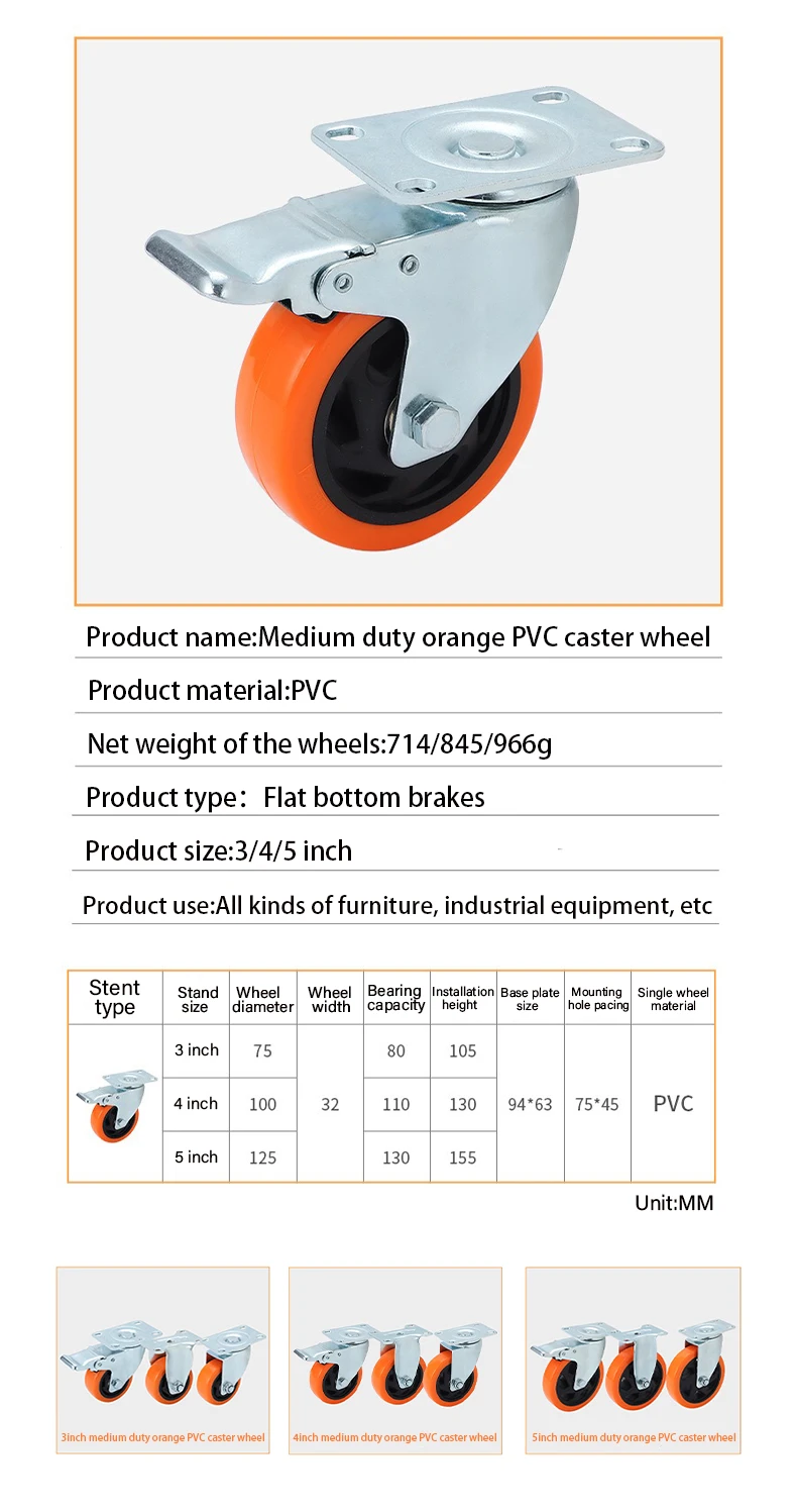 Factory Direct Supply Caster Wheel Inch With Brake Industrial Wheel ...