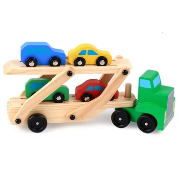 Color Models Early Education Pretend Play Double Deck Car Wooden Toy For Toddler