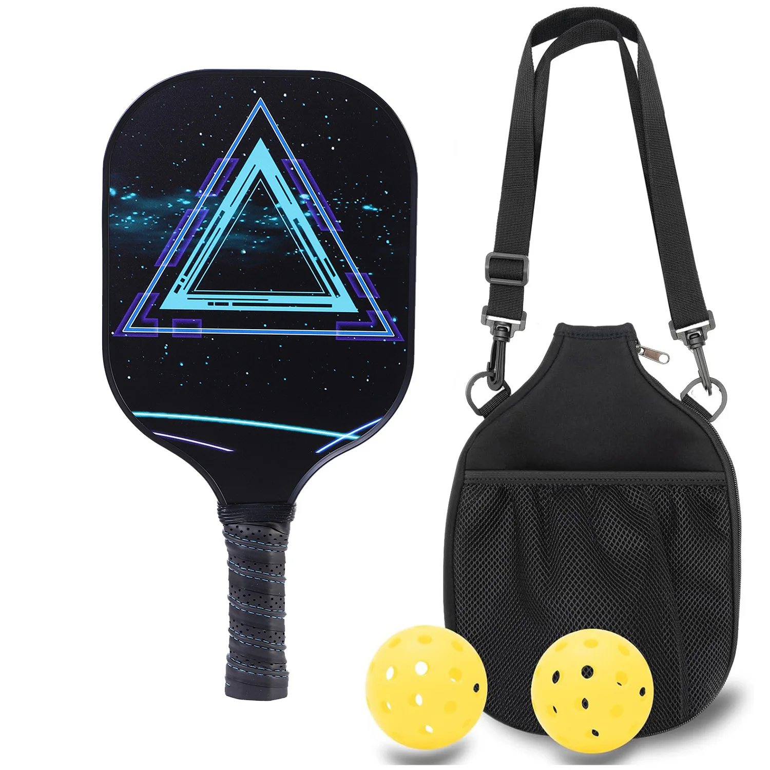 Black Women's Quilted Triangle Pickleball Backpack Crossbody Sling Tennis Paddle Bag for Training for Children