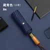 16-bone bronze brushed wood handle-navy blue