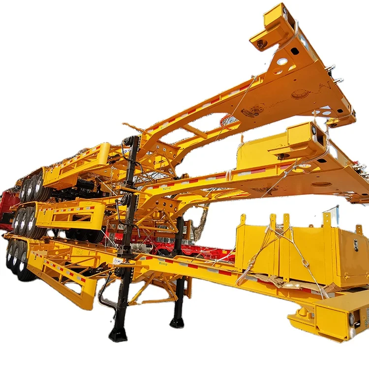 LUEN 2 3 Axles 20ft 40ft Shipping Container Transport Gooseneck Container Chassis Frame Truck Skeleton Semi Trailer