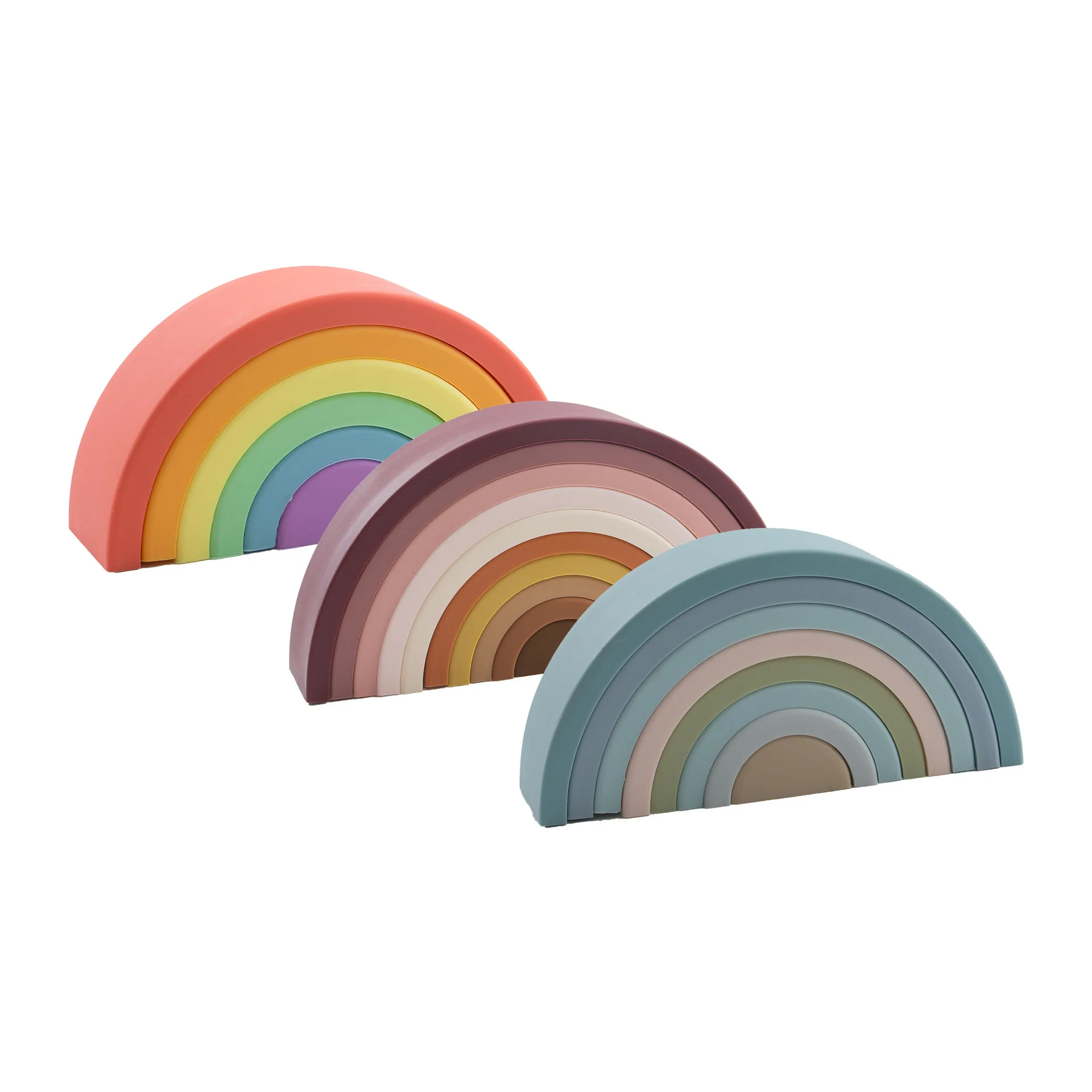 Colourful Silicone Rainbow Stacker Nesting Rainbow Learning Set Kids Silicone Stacking Toy