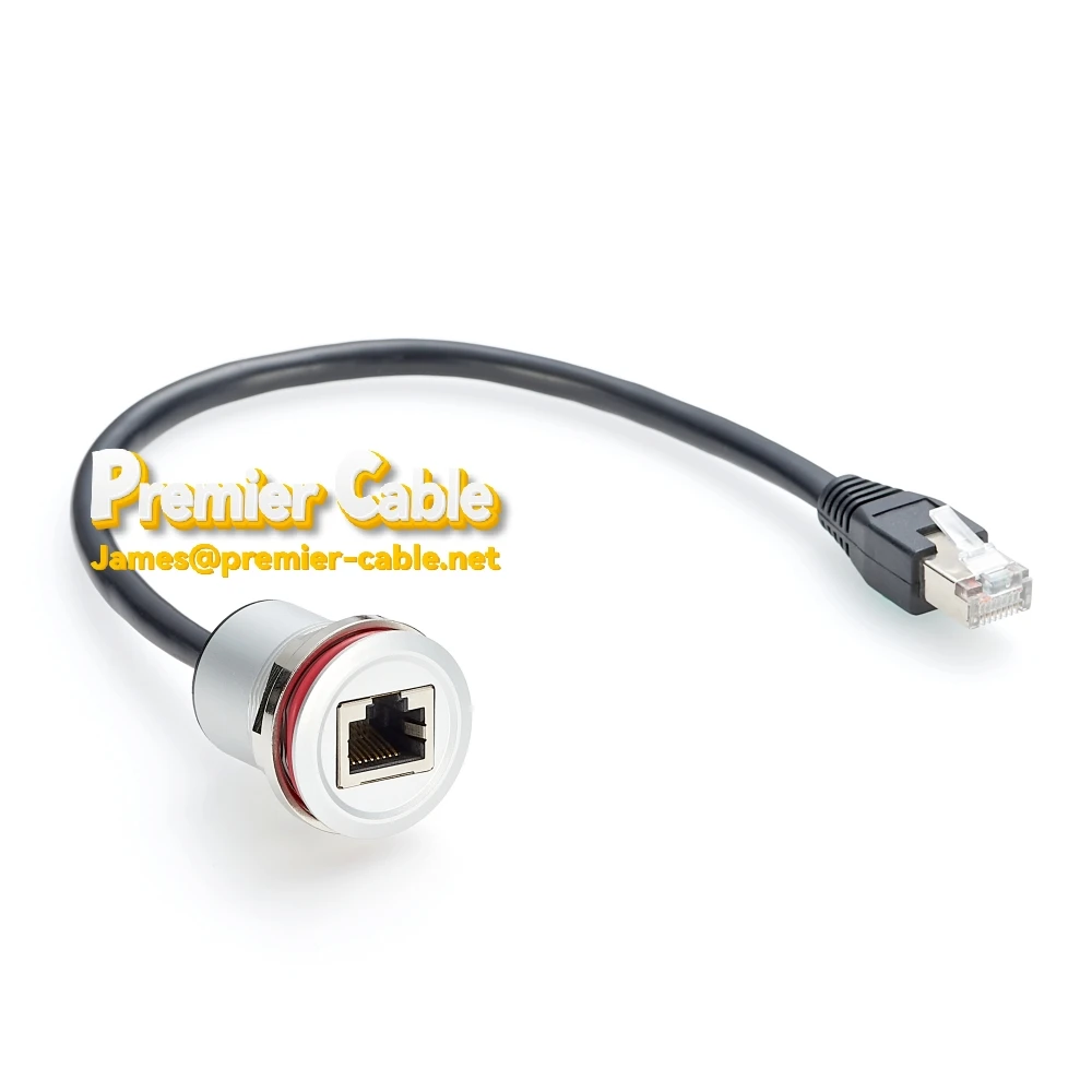 RJ45 Male To Female Round Panel Extension Cable RJ45 Ethernet Round Panel Mount Adapter Cable details