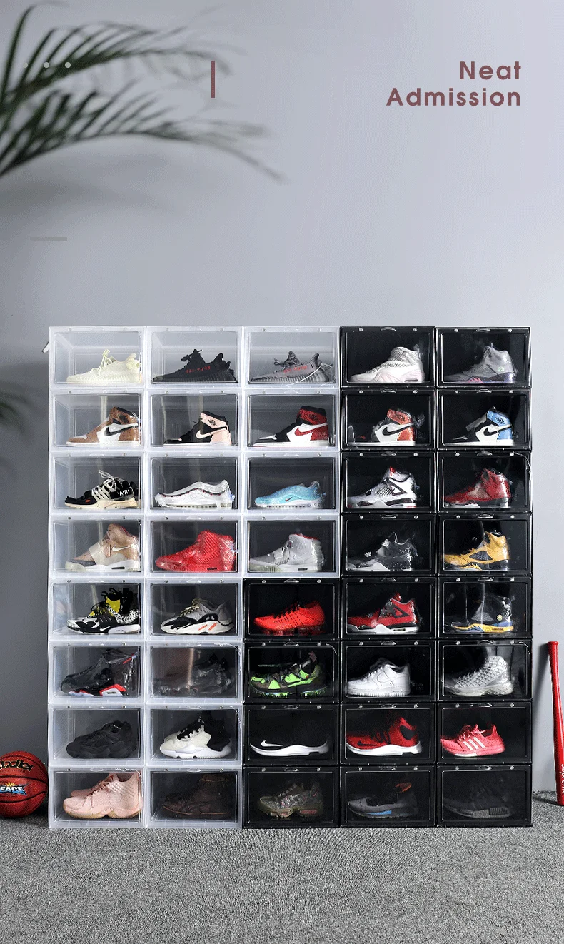 Wholesale Transparent Plastic Sneaker Stackable Shoe Storage Boxes Drop ...