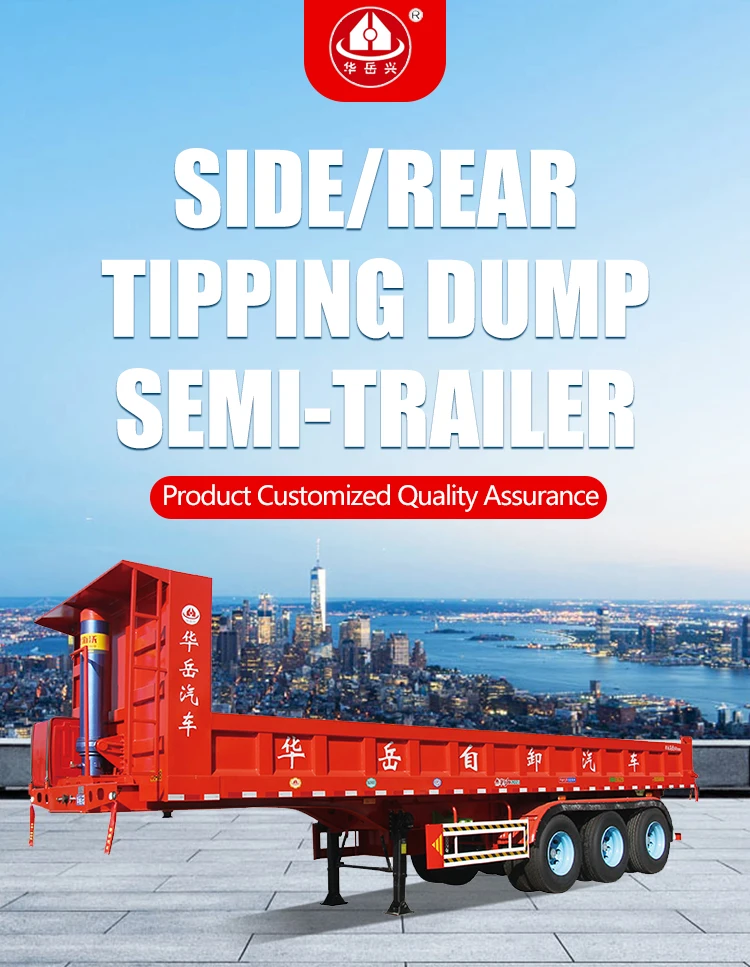 Tri-axle Hydraulic Grain Camions Remorques Dumping Rear End Dump Tipper ...