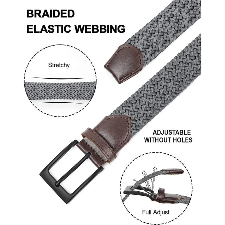 Men Wear-resistant Pants Shorts Elastic Braided Stretch Men Golf Casual Jeans Belts Woven Nylon Work Tactical Belts