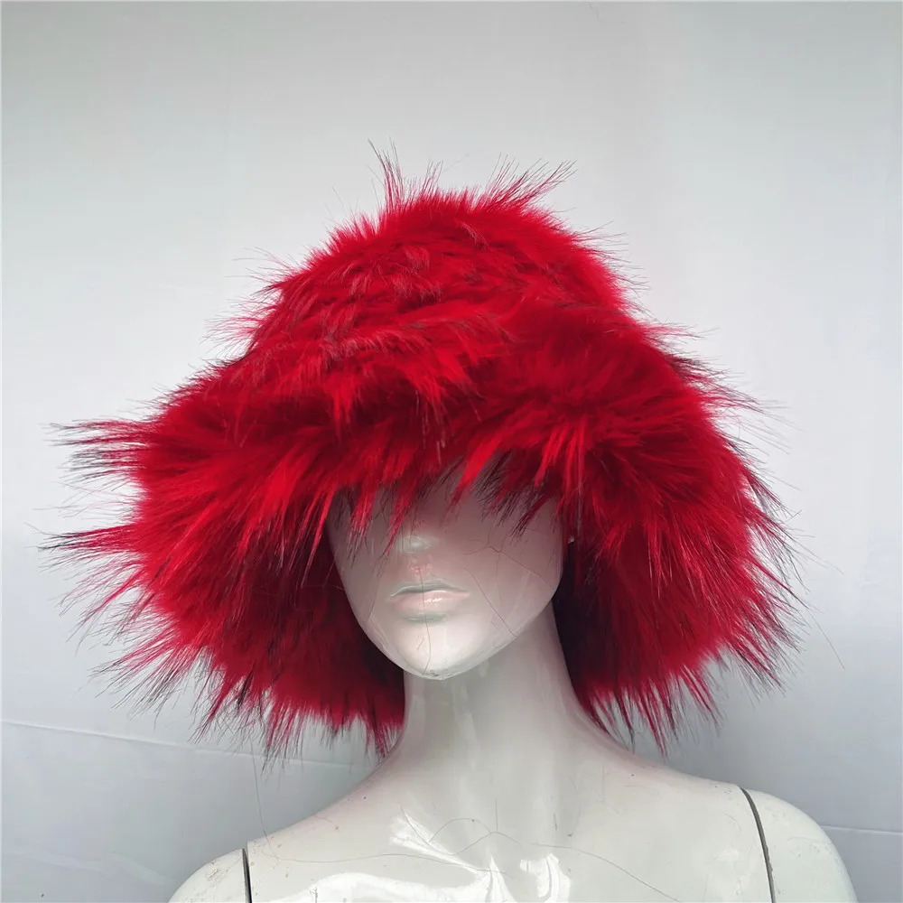 Fuzzy Plush Winter Hats - Warm & Stylish Faux Fur Bucket Hats display picture 1