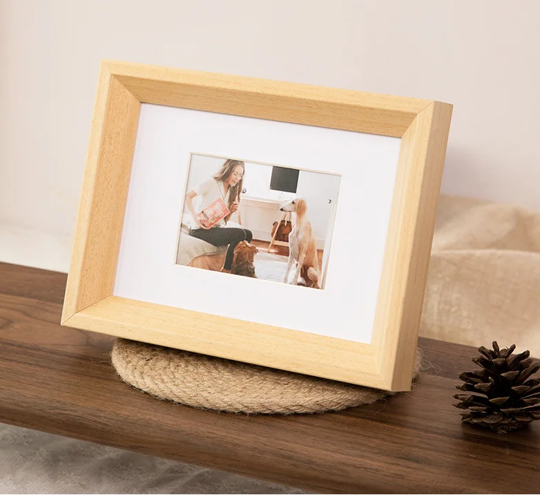Custom Personalized Natural Solid Wood Picture Frames Wooden Displays Photos Rustic Big Frame with Mat Hanging Tabletop