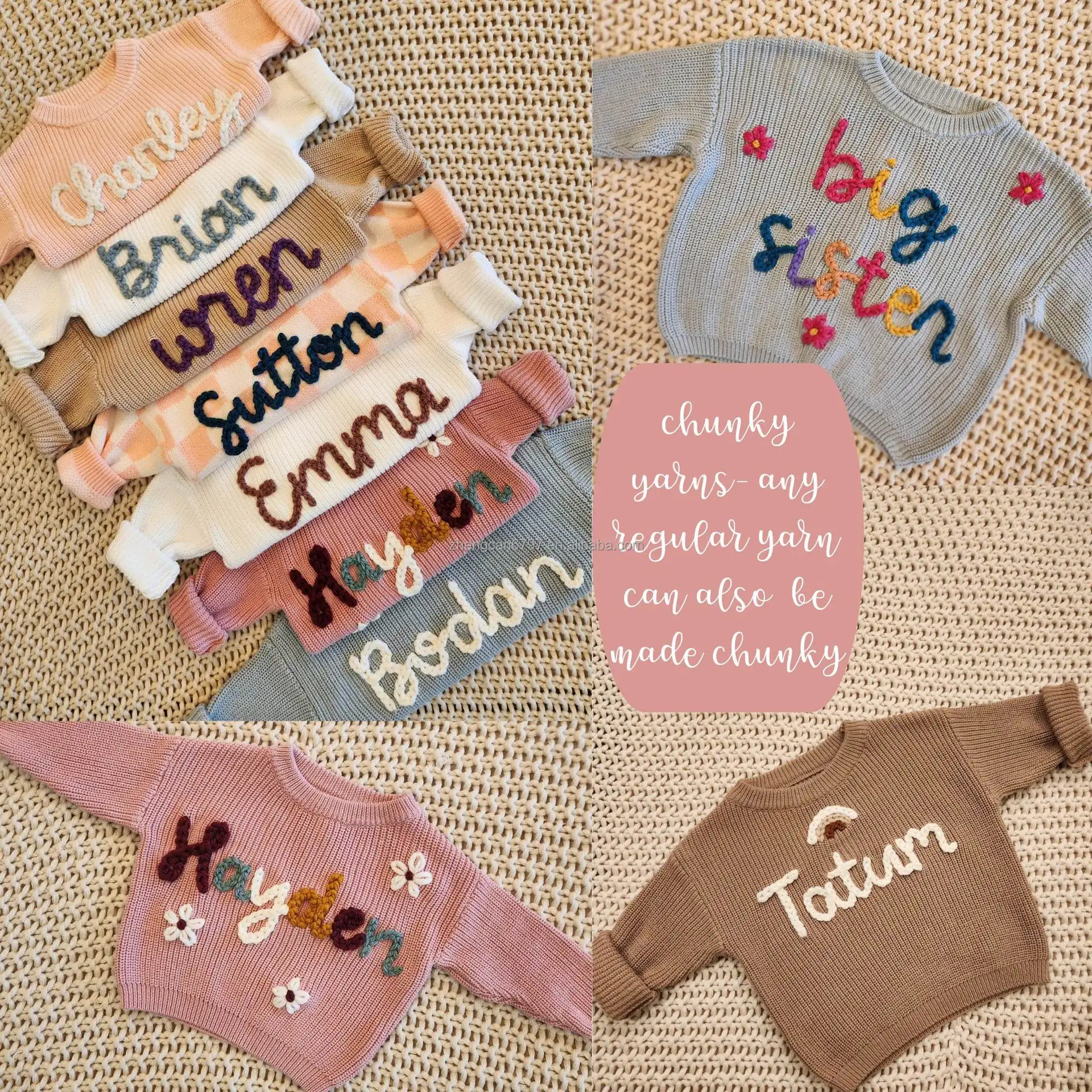 Baby Knit Sweater Multicolor Personalized Name Wholesale Children