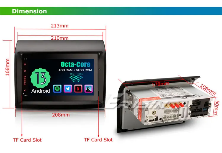 EU Erisin ES8570D 8-Core Android 13.0 Autoradio GPS Wireless CarPlay DTV DSP per Fiat DUCAT CITROEN JUMPER USB Schermo diviso_voghion.com