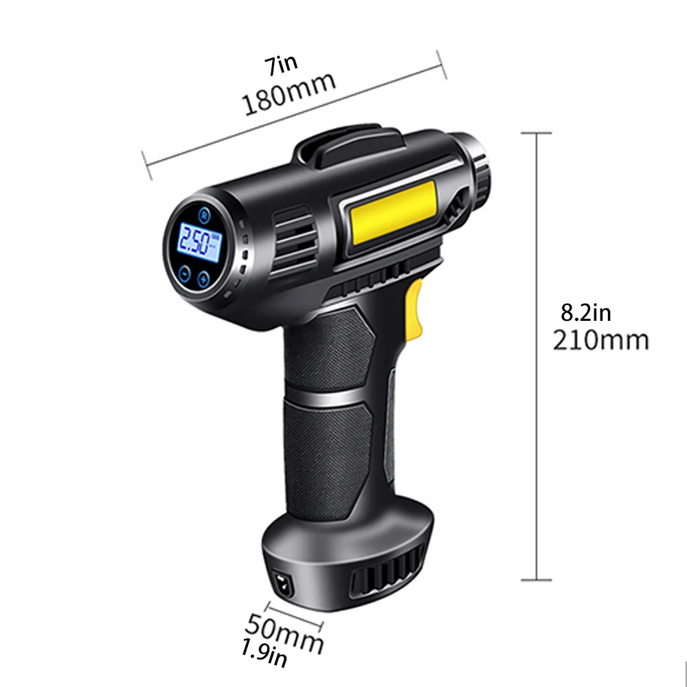 150 Psi Portable Handheld Car Tire Inflator Digital Cordless Car Air Pump Rechargeable Small Car Air Compressor Wireless - view 6