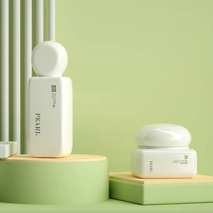 Pink Aesthetically Beautiful Straight Round Glass Packaging Set Matt White Matt Black Matt Gold Lid in Stock