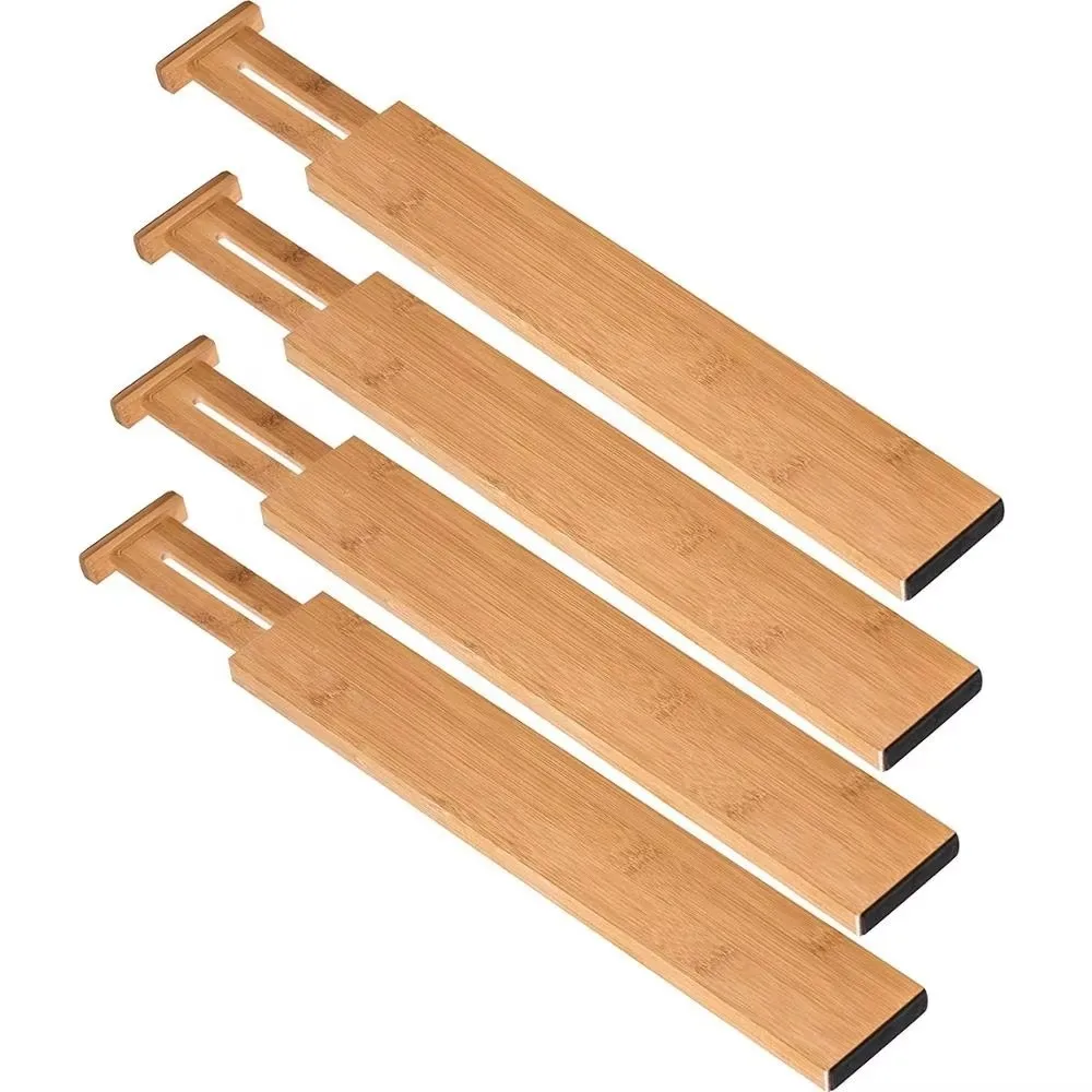product adjustable bamboo kitchen drawer divider separators organizers expandable 4 dividers drawer organizers for kitchen custom logo-4