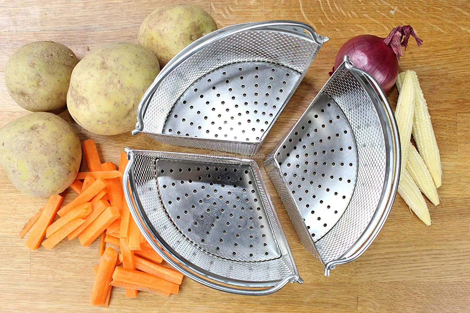 Saucepan Triple Divider and Separator Set  18cm Stainless Steel Strainer Saucepan Divider Baskets Pressure Cooker Accessories