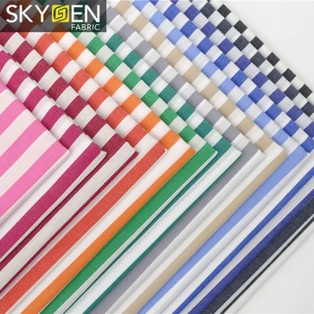 New stripe woven cotton shirts garments fabrics yarn dye stripes fabric wholesale textile stock rolls fabrics from china