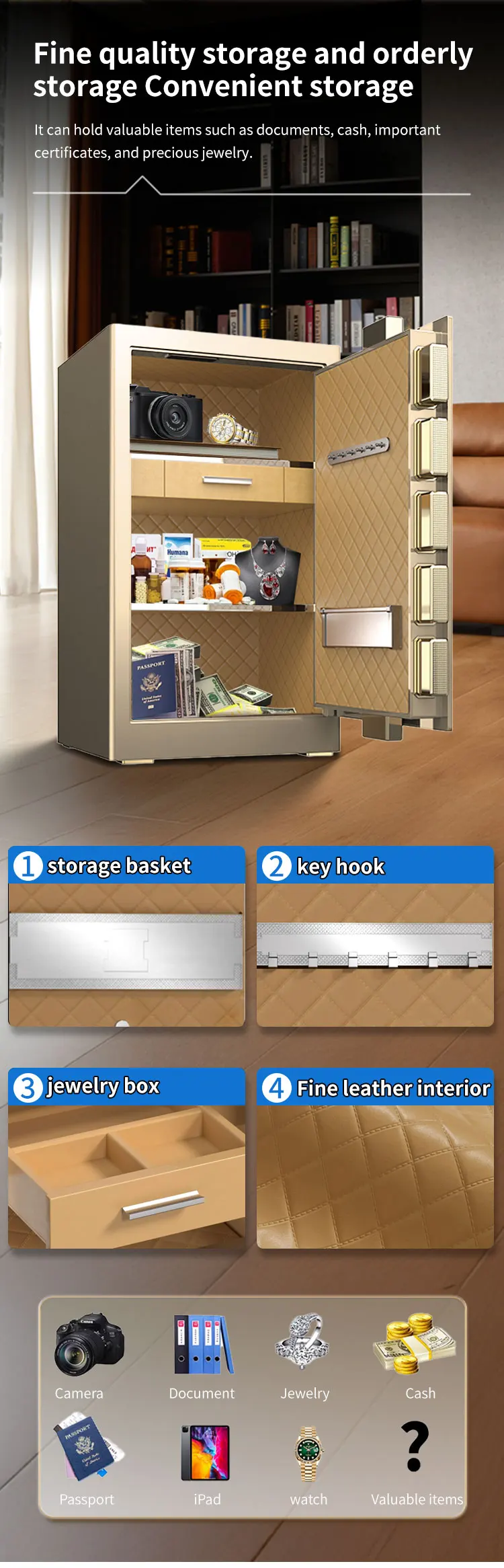 CEQSAFE Electronic Password Lock Home Security Box Key Lock Money Face Recognition WIFI TUYA APP Safes Box details