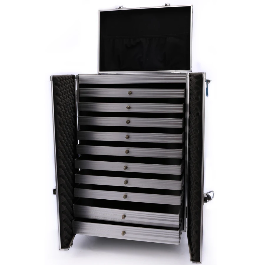 Professional Jewelry Display Case with Wheels Trolley Case Carry Jewelry Storage Case Black