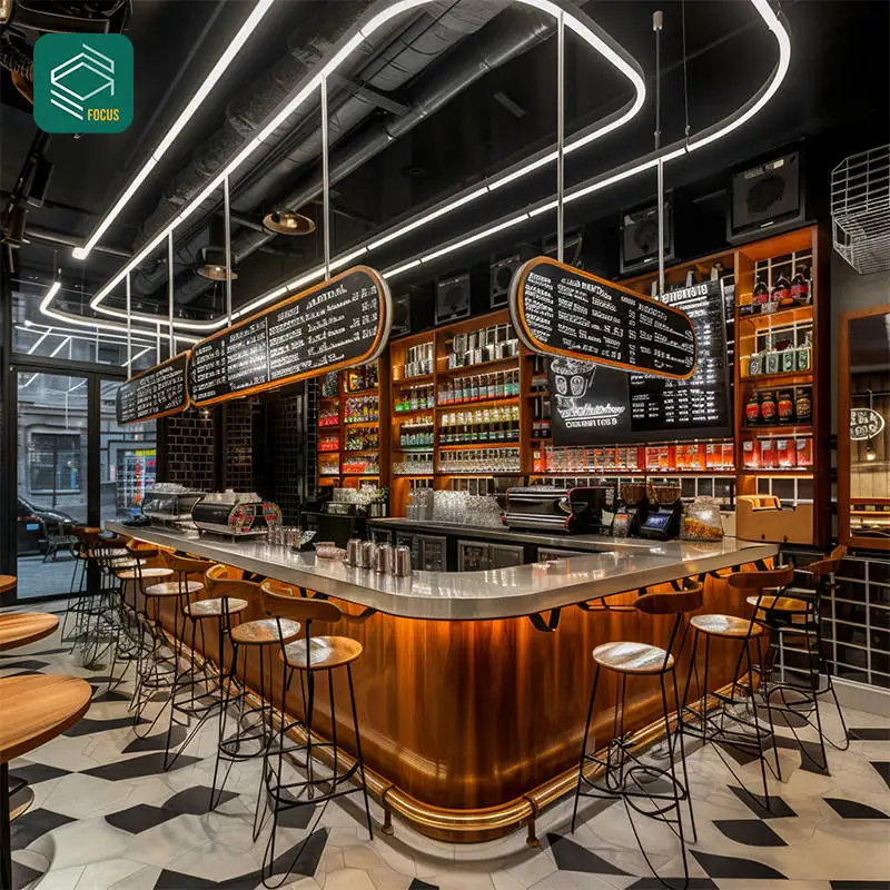 Bubble Tea Display Coffee Bar Counter Stand Coffee Shop Fixtures Luxury Coffee Shop Interior Design