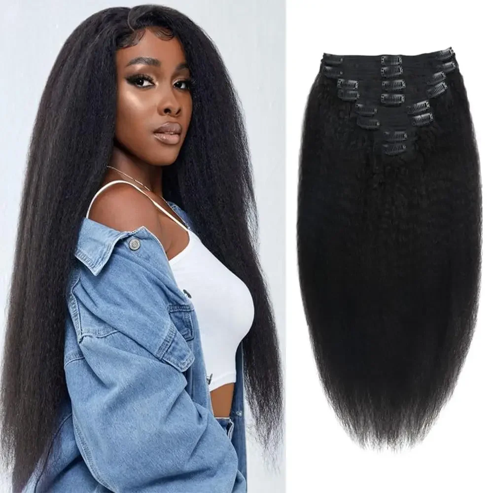 Kinky Straight Tape In Echthaar-Extensions, Hautschuss, selbstklebend, unsichtbar, brasilianisches Echthaar, natürlich, 16–26_voghion.com