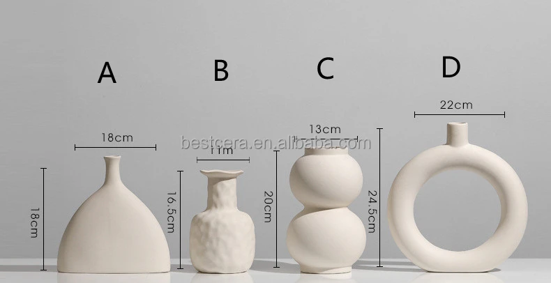Nordic donut vase high-quality tabletop vase ins flower arrangement ivory white ceramic vase for home decor