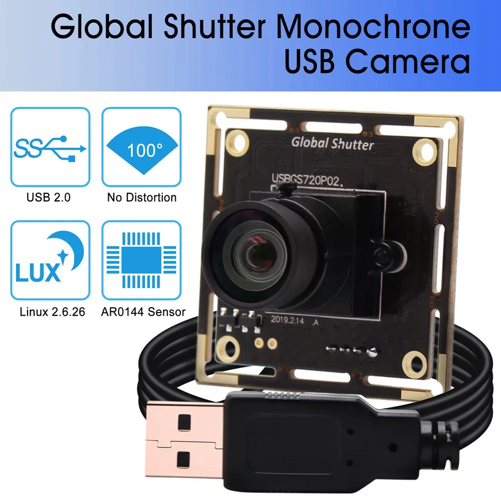 ELP 1MP Global Shutter Camera High Frame Rate 60fps 720P HD Webcam Snap Without Shadow Camera Module for Barcode Scanner