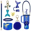 Ensemble sept pièces bleu doré-sirène