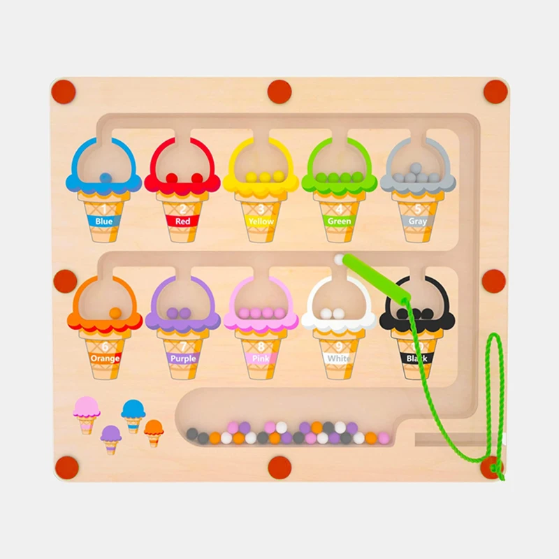Labirinto magnetico con numeri di colore Tavolo da disegno in legno abbinato Giocattoli sensoriali educativi Montessori Abilà motorie fini Giocattoli da viaggio per bambini  26