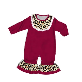 2022 cute design custom Girl boutique romper Baby girls Leopard & heart print print Baby Clothes Girls sets boutique