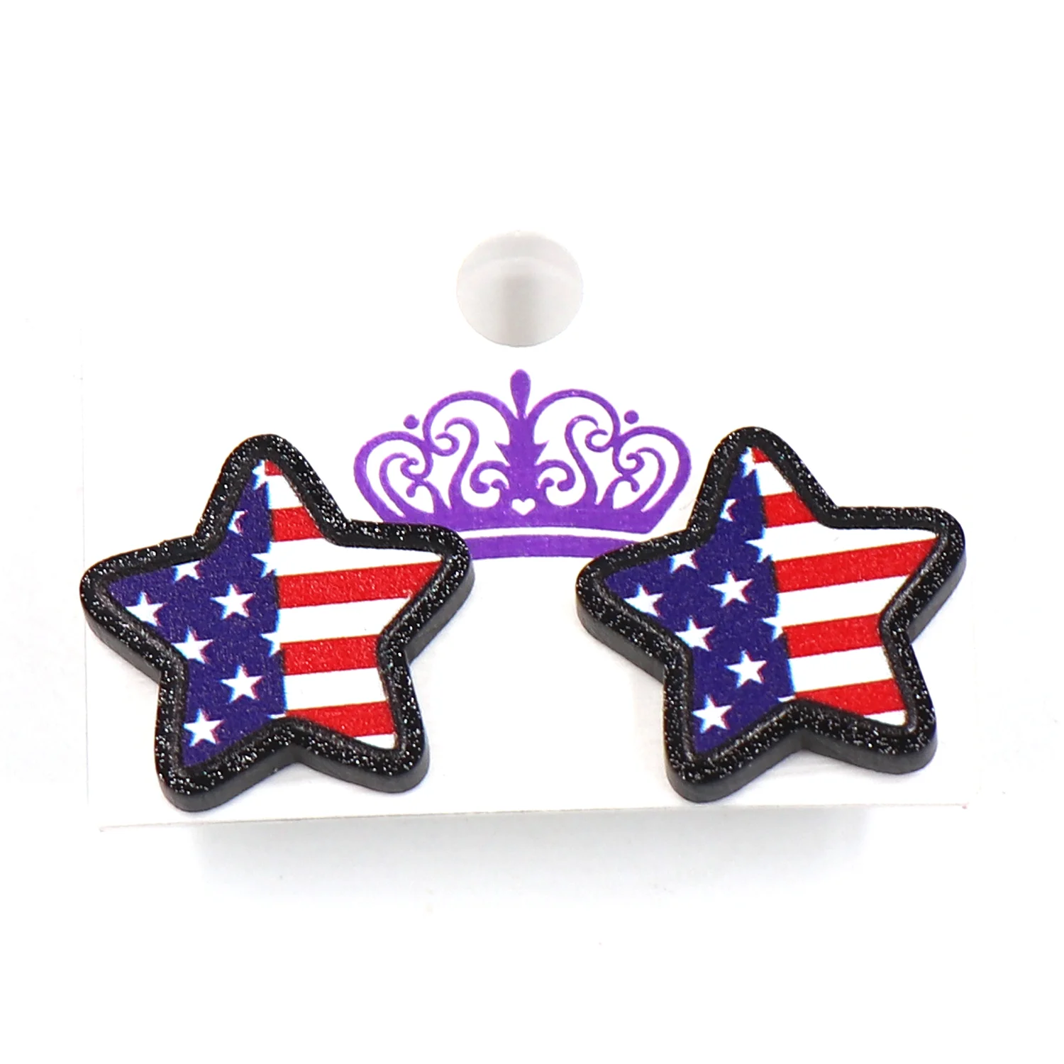 ER2023 New product CN Stud earring star 4th of July Independence Day Flag TRENDY Acrylic stainless steel Jewelry For women