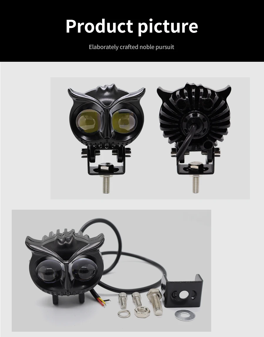 12-80V фара мотоцикла водонепроницаемый светодиодный свет работы с формой сова мотоциклетные фары автомобиля желтого цвета для ближнего и дальнего света
