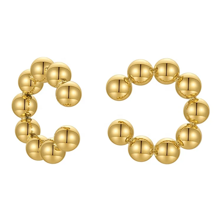 18K Gold Plated Stainless Steel Jewelry Small Steel Ball Ear Clips Accessories No Pierced Ear Earrings E211302