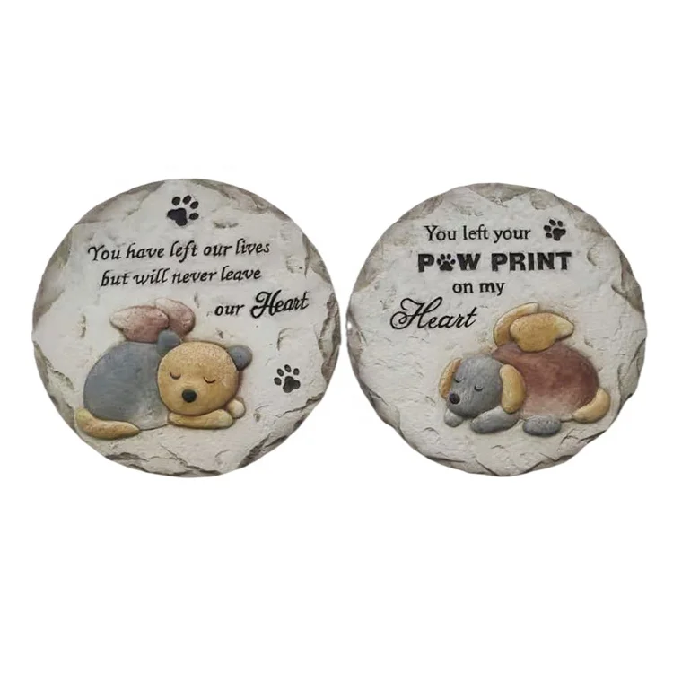Pet  cate and dog graveyard mark or garden memorial stone from resin or cement material