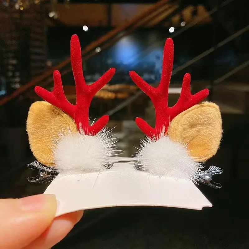 Christmas Deer Horn Hair Clip Korean Headwear Elk Hair Clip Christmas