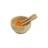 Bol en bambou avec cuillère et fourchette M-537#(Orange douce)
