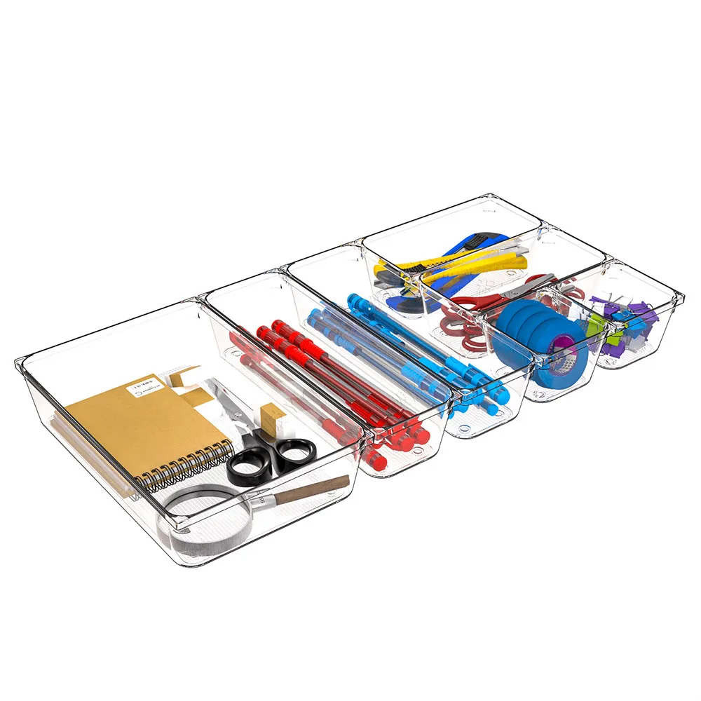 Cross Border Acrylic Grid Tray Adjustable Plug Home Daily Desktop Storage Makeup Organizers