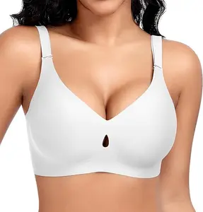 New Product No Underwire Women Custom Full Coverage V Neck Support Push up Seamless Lightweight Sport Padded Smoothing Bra