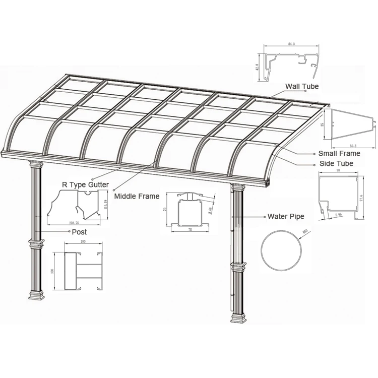 Outdoor Awnings Patio Roofs Garden Cover Aluminum Roof Awning Terrace