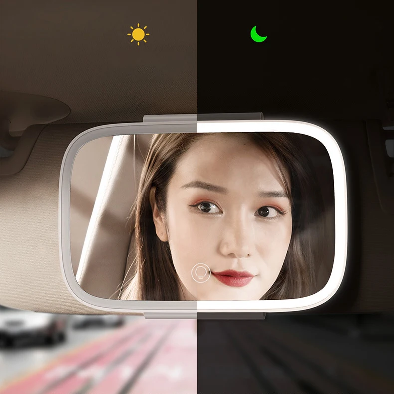 Universal Car Interior Mirror Portable Led Car Makeup Mirror Auto Visor