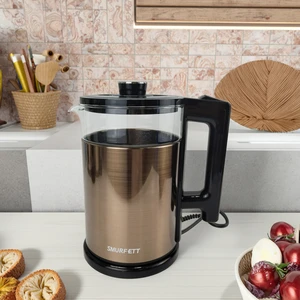 1.8L Electric Double-Layer Glass Kettle with Temperature Control Cordless Stainless Steel for Home Outdoor Hotel Use Colored