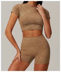 Ladies Sexy Quick-Dry & Sustainable Yoga Top & Sports Fitness Tights Customizable Leopard Print for Adults